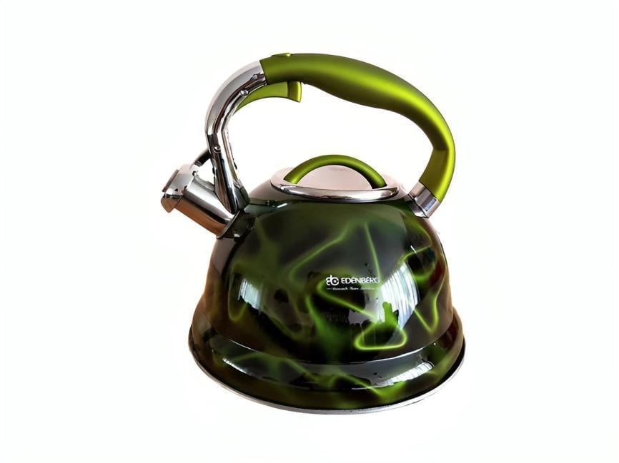Чайник Edenberg зі свистком з нержавіючої сталі 3 л (EB-1911-green) - фото 1 Чайник Edenberg зі свистком з нержавіючої сталі 3 л (EB-1911-green) - фото 1