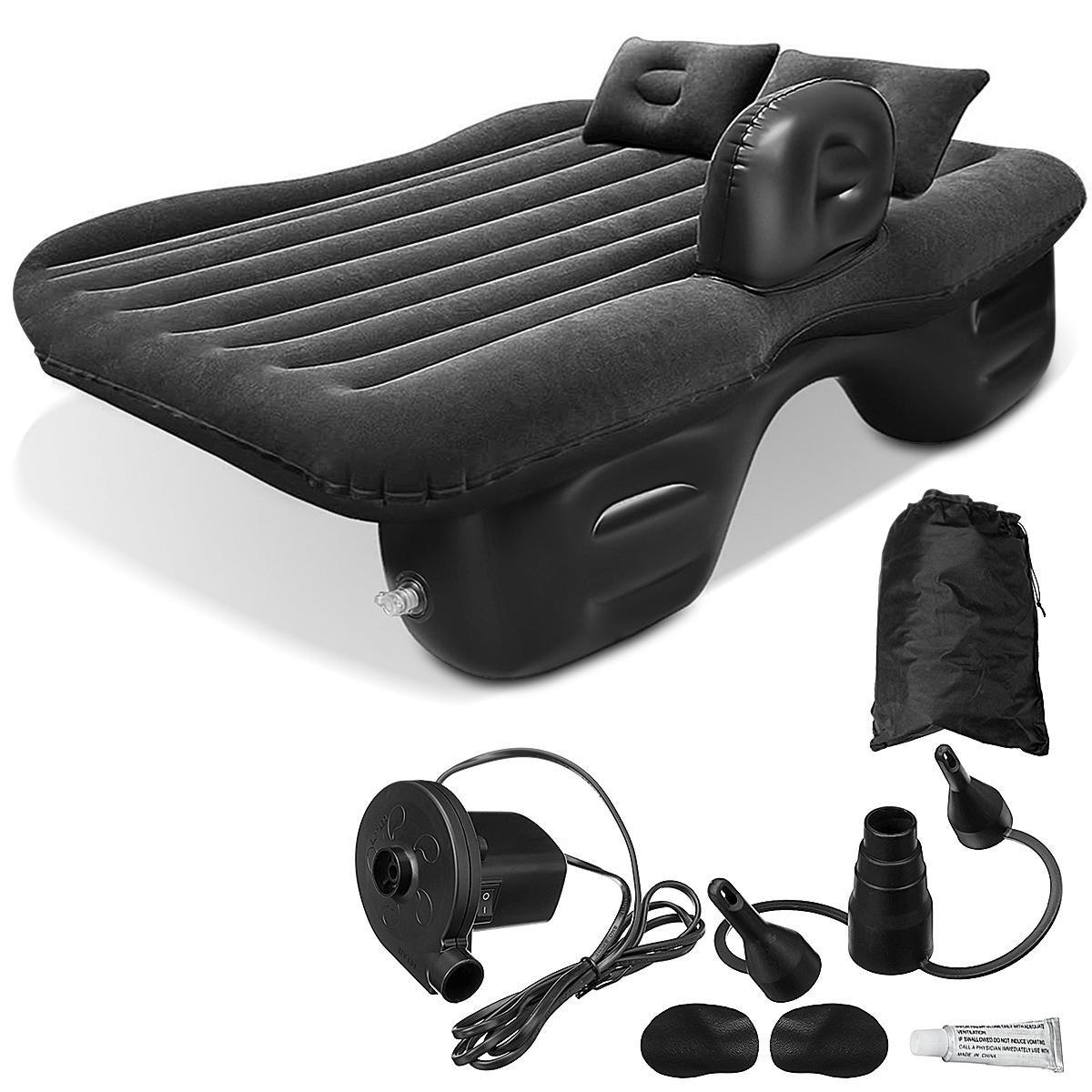 Надувной матрас в машину на заднее сиденье с насосом с отдельной тумбой и подушками 135x85x45 см Черный