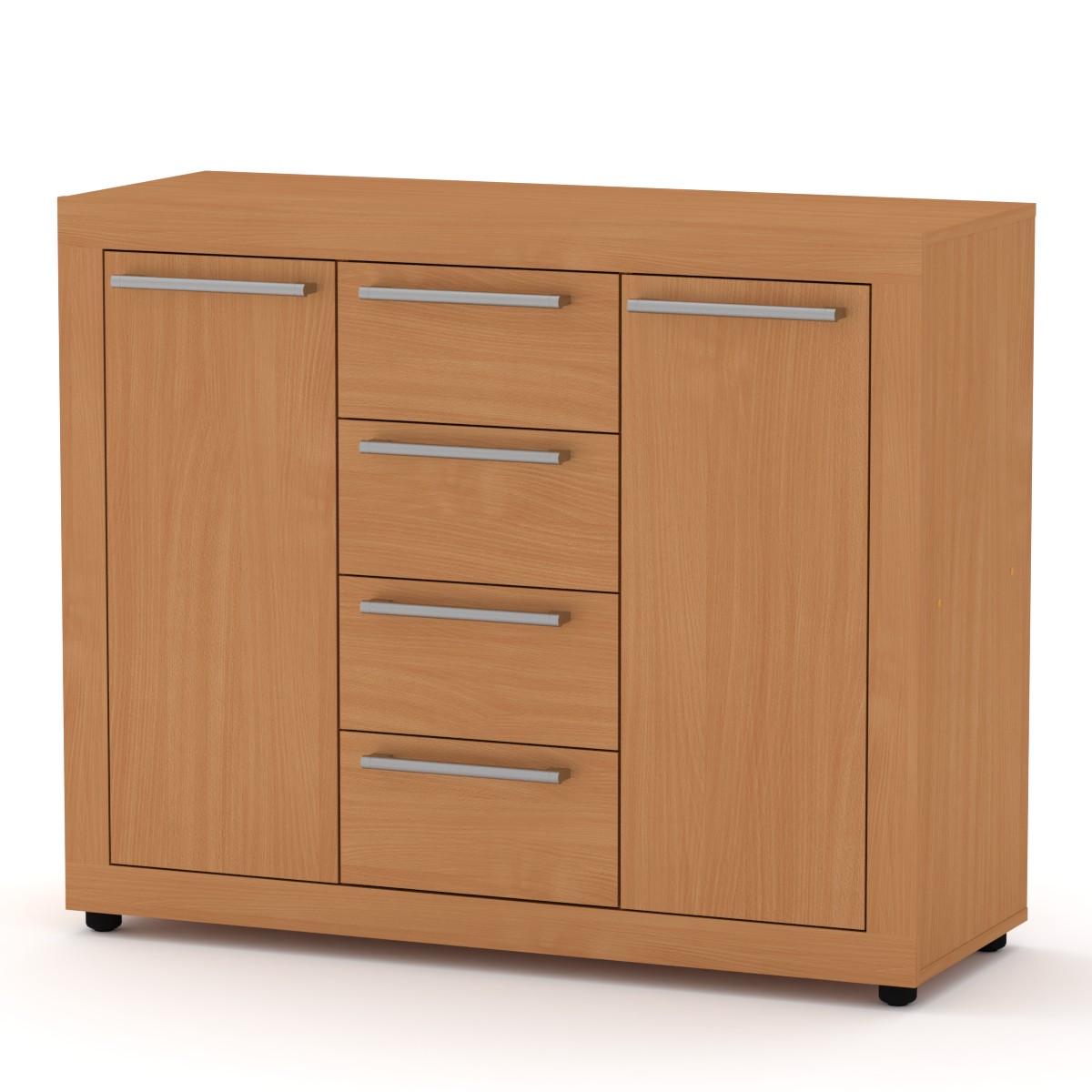 Комод Компаніт МГ-1 Тумба-3 с дверями и ящиками на ножках 110х40х90 см с ЛДСП Бук