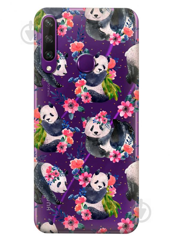 Прозрачный силиконовый чехол iSwag для Huawei Y6p с рисунком - Пандочки (KS2373)