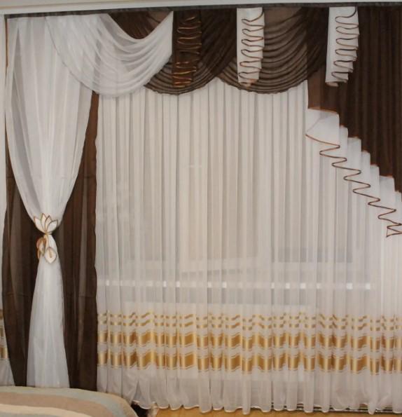 Ламбрекен на карниз в гостиную Агния шифон 2,5 м Шоколадный (25663508)