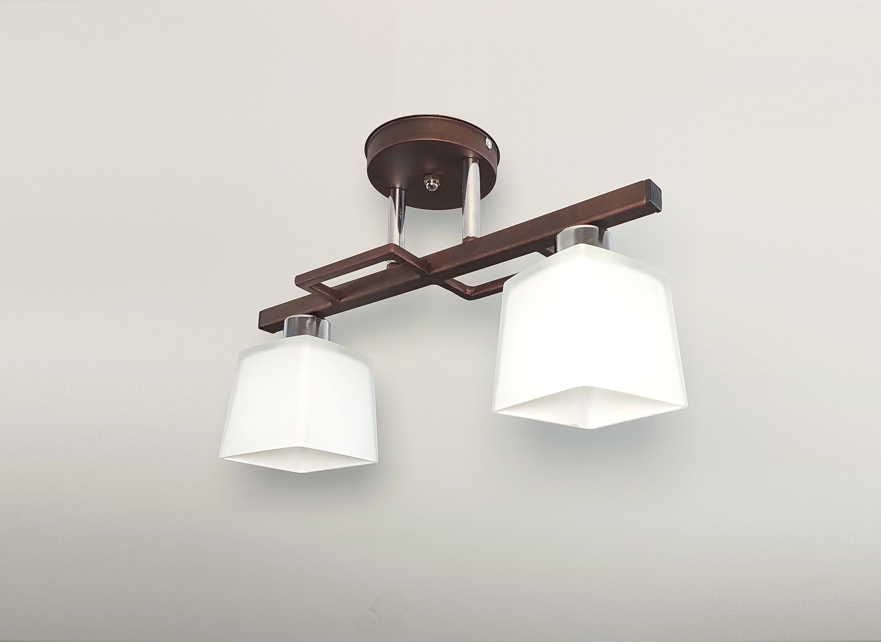 Люстра потолочная Хай-тек 1290/2 на 2 плафона металлическая Коричневый