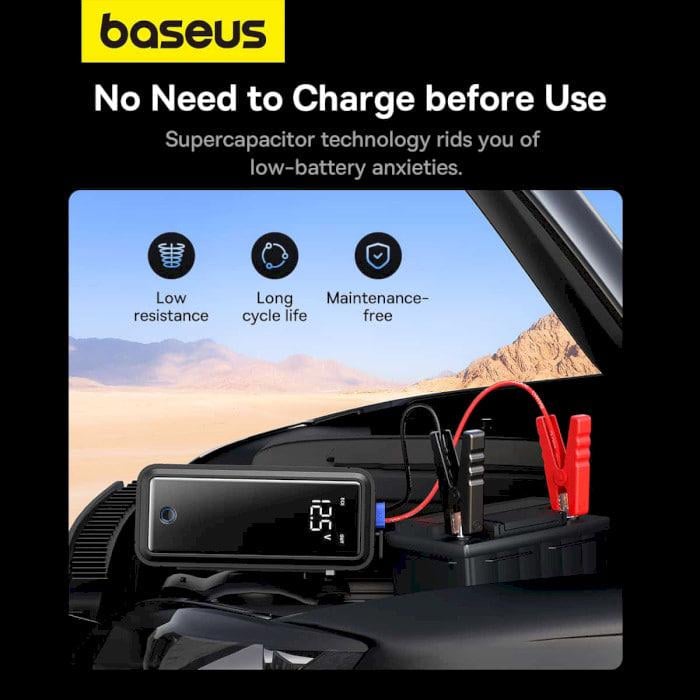 Пуско-зарядний пристрій автомобільний BASEUS Super Energy Mega Series Supercapacitor Car Jump Starter 3000A Twilight Grey (C00265300821-00) - фото 15