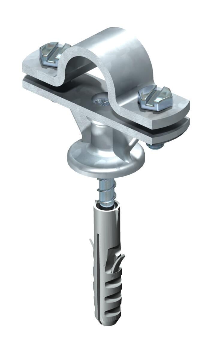 Держатель молниеприемника OBO bettermann стержня ø 16 мм оцинкованная сталь с шурупом и дюбелем (5412803)