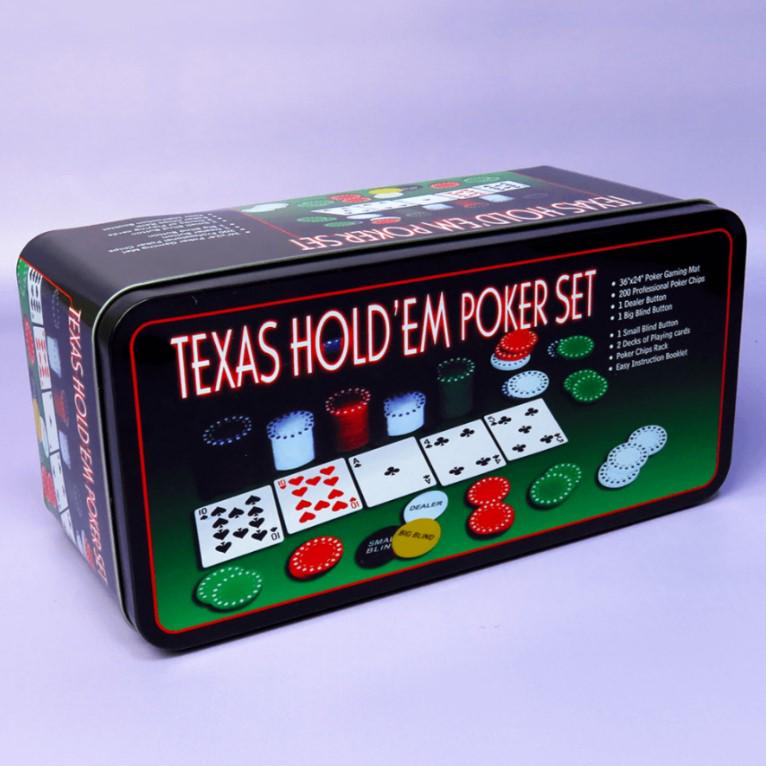 Набор для покера Texas Holdem Poker Set 200 фишек с номиналом и сукном в коробке (1287693595) - фото 6