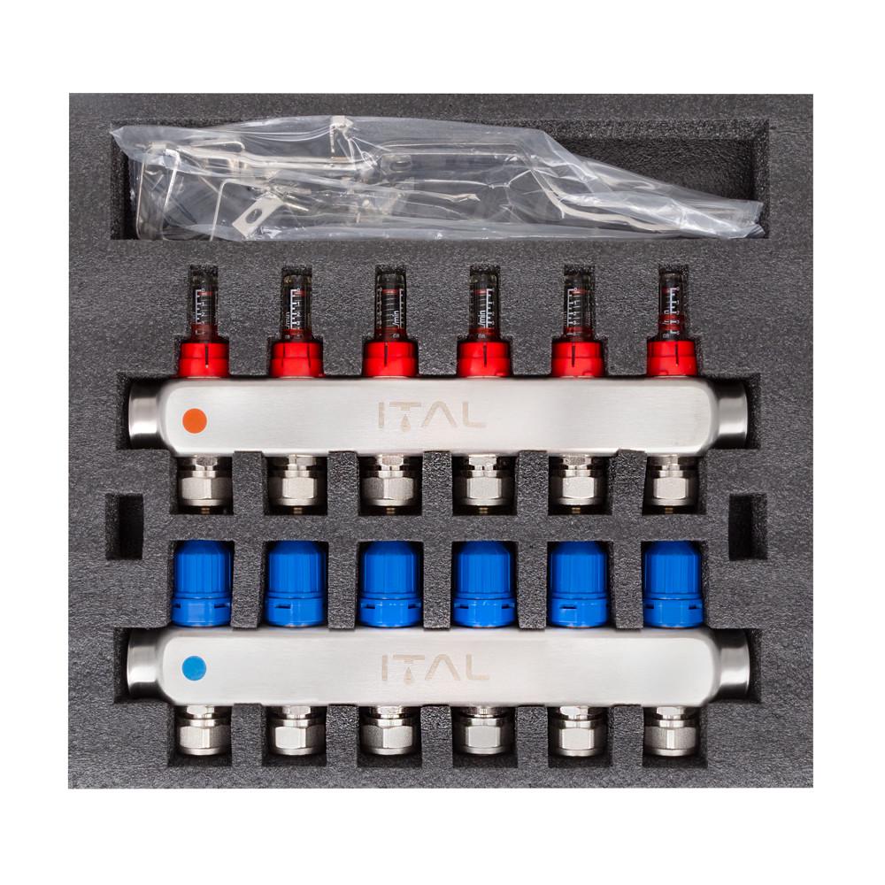 Коллекторный блок с расходомерами Ital HC1-06 x 3/4"Ek нержавеющая сталь - фото 3 Коллекторный блок с расходомерами Ital HC1-06 x 3/4"Ek нержавеющая сталь - фото 3