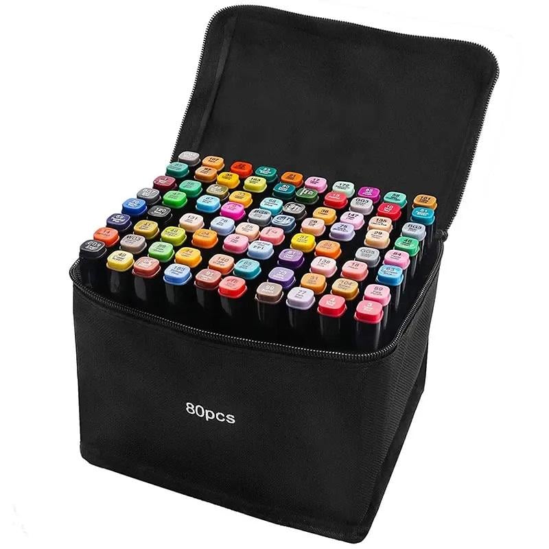Набір маркерів двосторонніх для скетчингу та малювання в сумці 80 кольорів (DR014867)