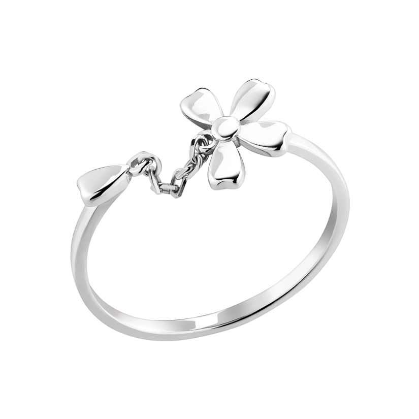 Каблучка срібна Ланцюжок і квітка без вставок р. 18