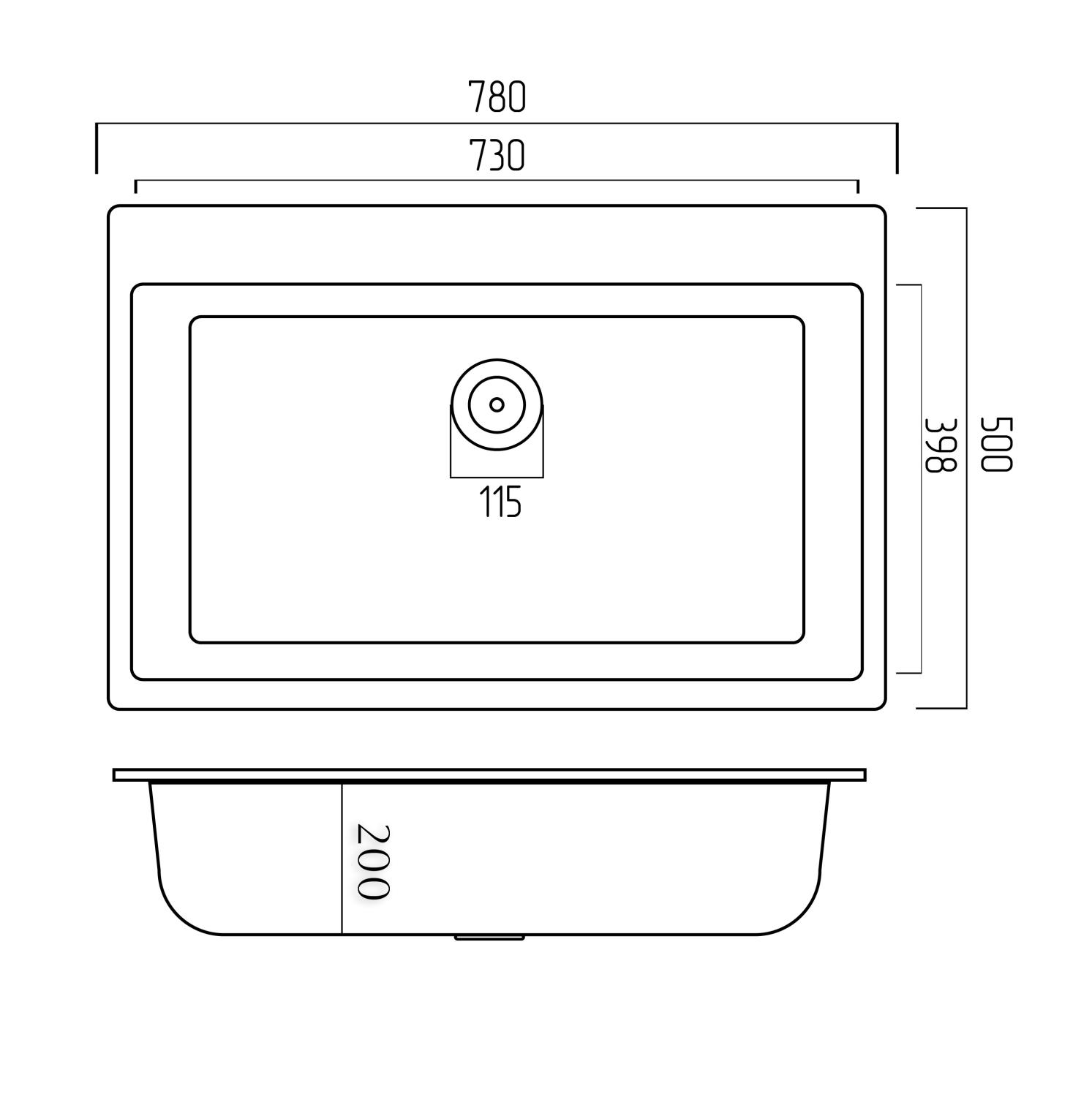 Мийка кухонна Platinum PLS-A38084 гранітна прямокутна 780x500 мм Сірий (25960781) - фото 2 Мийка кухонна Platinum PLS-A38084 гранітна прямокутна 780x500 мм Сірий (25960781) - фото 2