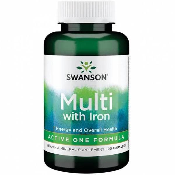 Вітамінно-мінеральний комплекс Swanson Multi з Iron Active One Formula 90 капс. (000020003)