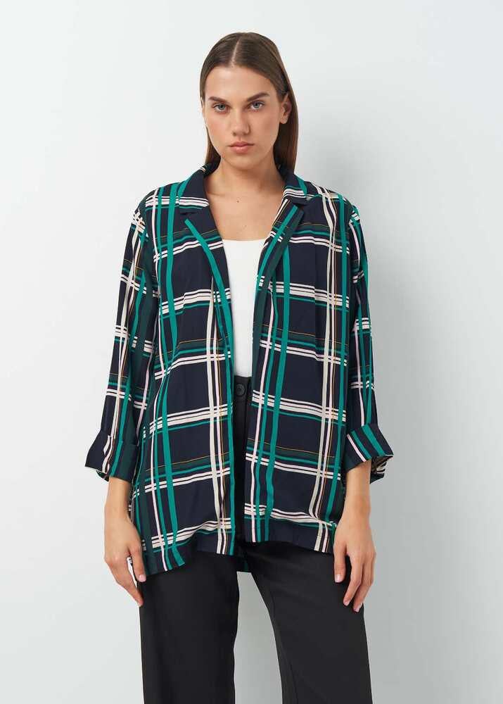 Блуза жіноча S.Oliver 14.907.54.3968.51 в клітинку з рукавом р. 38 (183981-38)