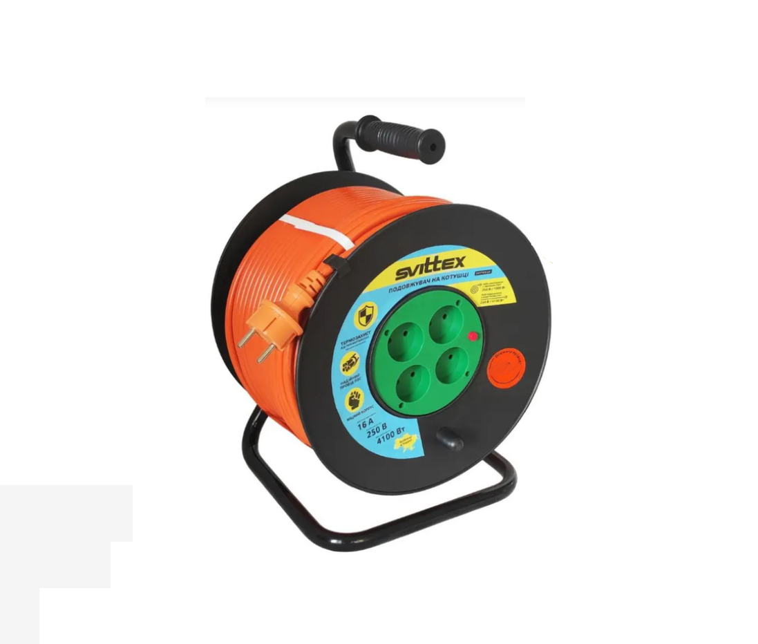 Подовжувач на котушці SVITTEX ПВС з термозахистом 100 м 2х2,5 мм2 (7184917) - фото 1