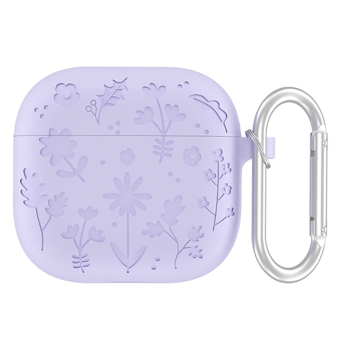 Чохол для навушників Flowers HMU для Apple Airpods 4 силіконовий Light Purple (ECR_8995) - фото 1