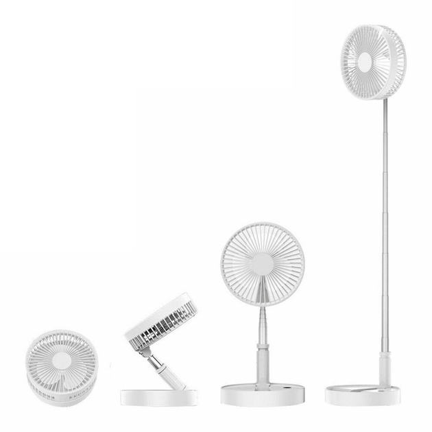 Вентилятор аккумуляторный портативный телескопический бесшумный на ножке White - фото 7