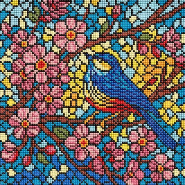 Алмазная мозаика Ideyka Витраж Синица 30x30 см (Id-AMO8326)