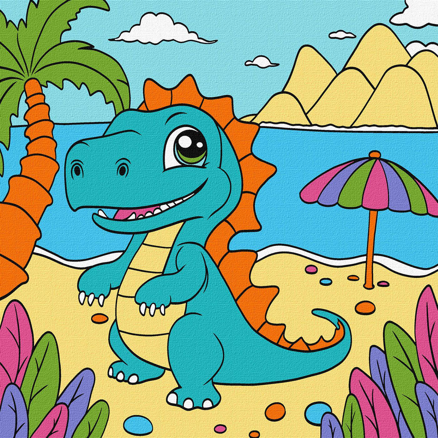 Картина по номерам Идейка Игривый динозавр 25x25 см (Id-KHO6103)