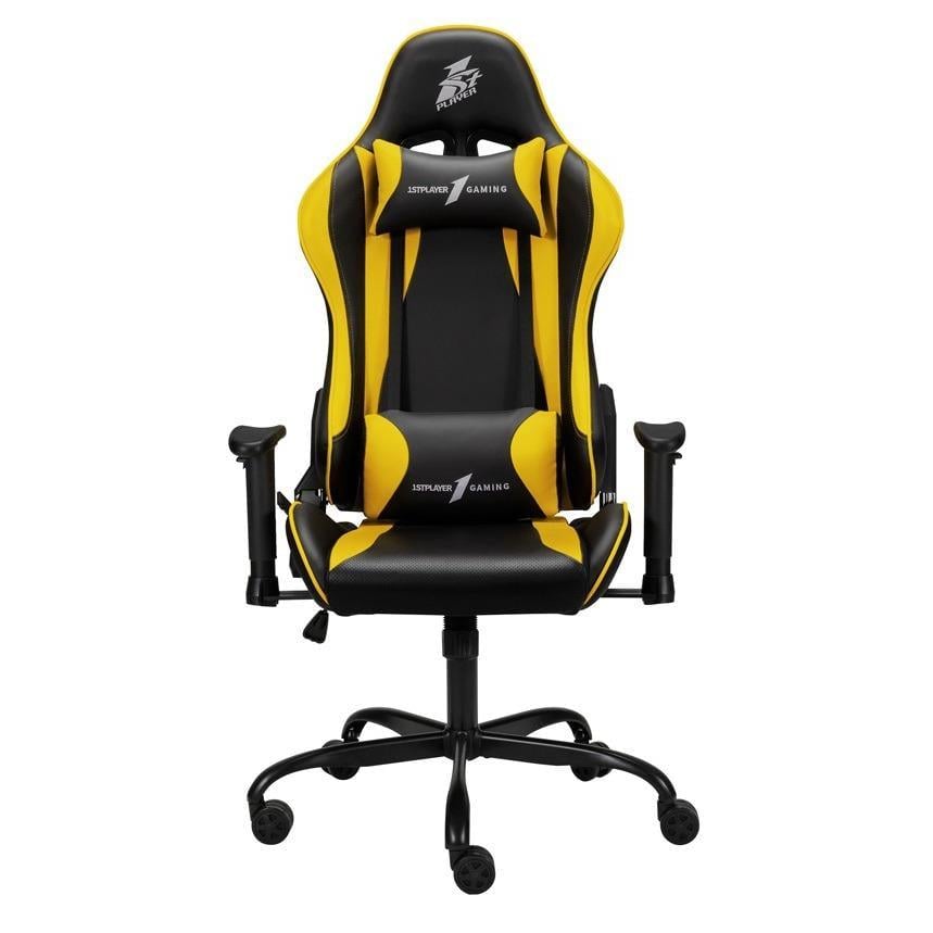 Кресло игровое 1stPlayer S01 нагрузка до 120 кг с подушечками и регулируемыми подлокотниками Black/Yellow (S01 Black/Yellow)