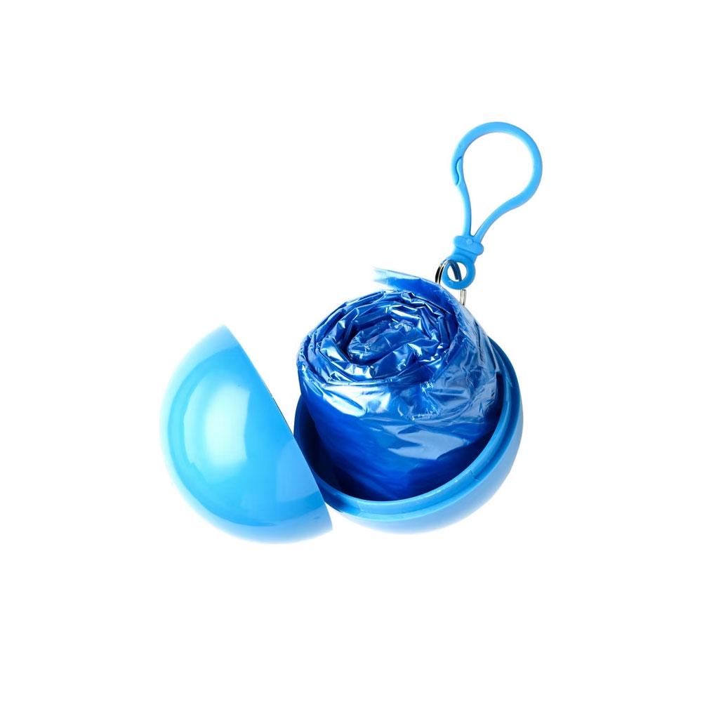 Дождевик портативный в футляре-шарике с карабином Синий (IY0063_2)