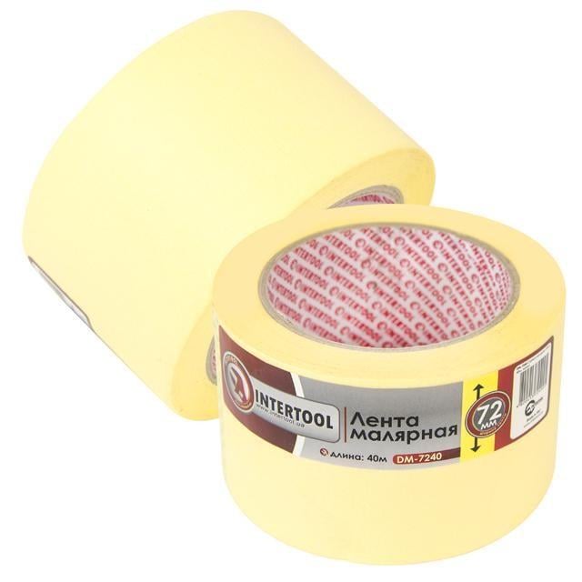 Стрічка малярська Intertool DM-7240 72 мм 40 м Жовтий (DM-7240)