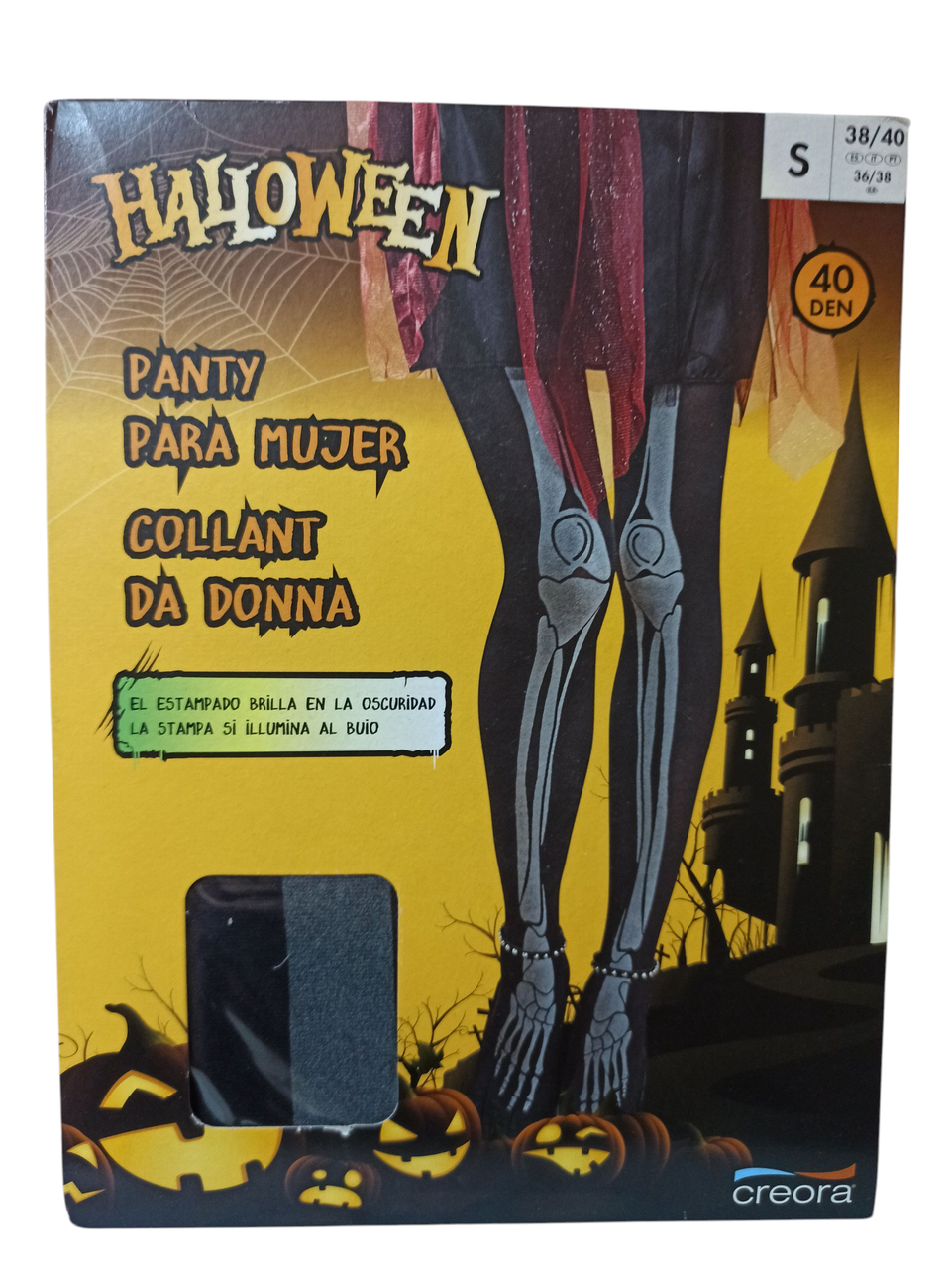 Колготки женские Скелет принт светятся в темноте на Хэллоуин 40 den S р. 38-40 Creora Черный (L0552) - фото 4