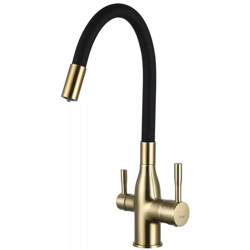 Змішувач для кухні Frap F4396-3 на дві води Чорний (214084) Змішувач для кухні Frap F4396-3 на дві води Чорний (214084)