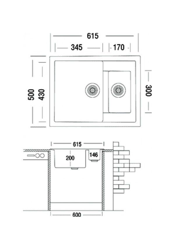 Мийка для кухні Adamant Duplex (black-anthracite 15) 61,5х50х20 см - фото 2