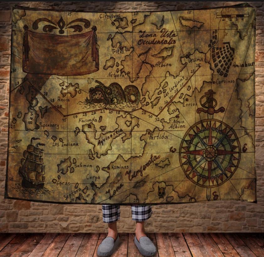 Плед с 3D принтом Карта пиратских сокровищ 150x200 см (epi_0330)