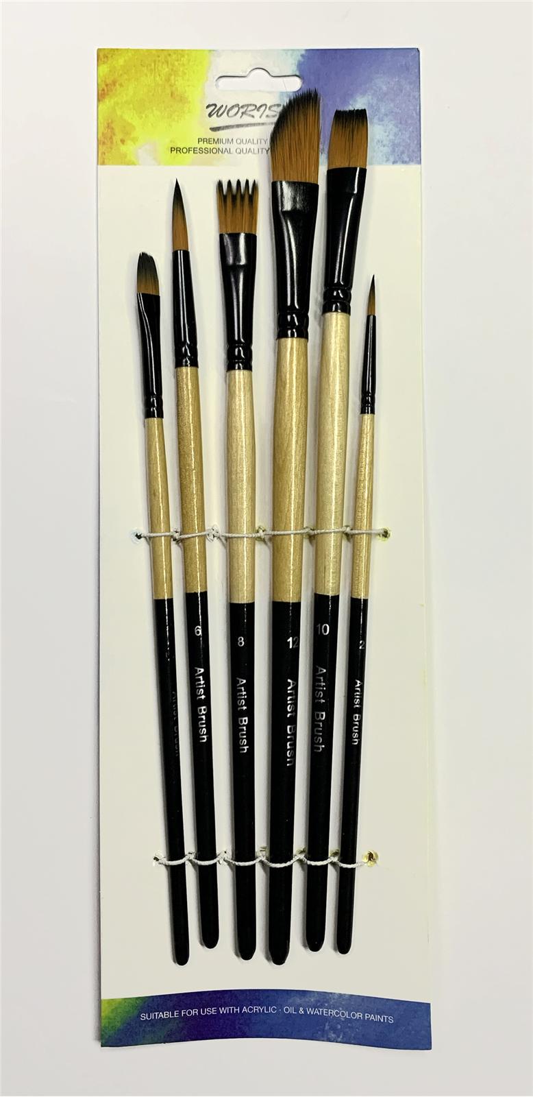 Пензлі для малювання нейлонові Worison 6 шт. (WN-PB6) - фото 2 Пензлі для малювання нейлонові Worison 6 шт. (WN-PB6) - фото 2