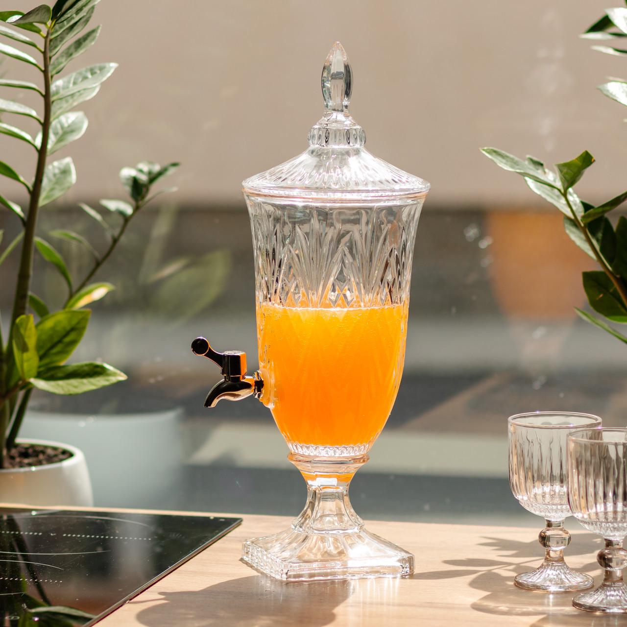 Лимонадница с краном на ножке стеклянная для напитков 2 л 46 см (HP-19-15) Лимонадница с краном на ножке стеклянная для напитков 2 л 46 см (HP-19-15)