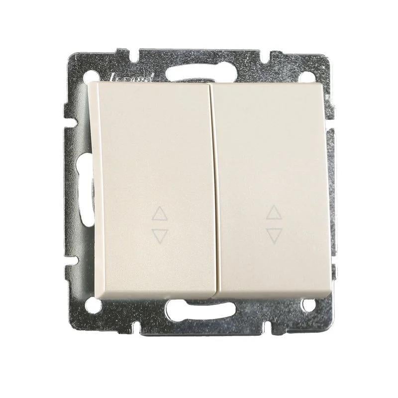 Выключатель двухклавишный проходной Lezard Rain Жемчужно-белый (27552688)