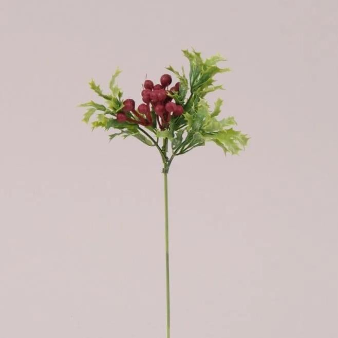 Веточка с бордовыми ягодками Flora 8 шт. (72638)