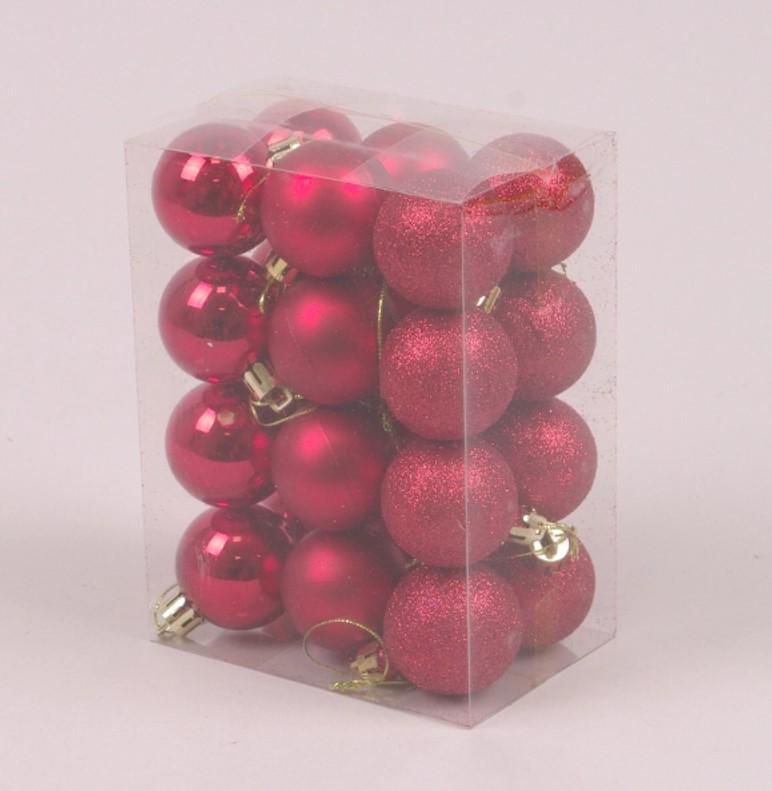 Набор пластиковых красных новогодних шаров d 24 см 4 шт. (44407)