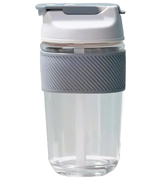 Стакан с крышкой Funjia double drinking glass star 3204272 400 мл Gray