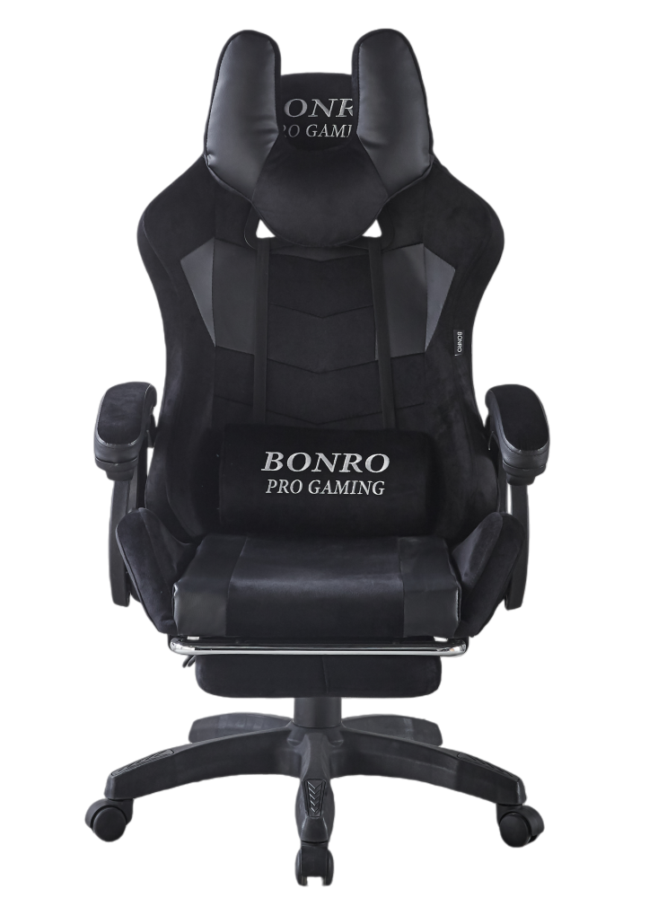 Геймерське крісло з тканини Bonro B-146 з підставкою для ніг Чорно-сірий (31707250) Геймерське крісло з тканини Bonro B-146 з підставкою для ніг Чорно-сірий (31707250)