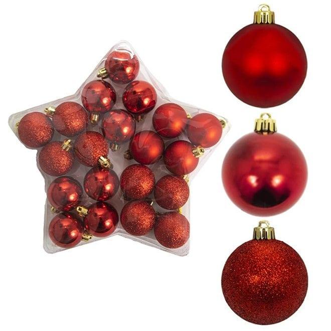 Набір ялинкових куль пластикових d 4 см 20 шт. Червоний (43019) - фото 1 Набір ялинкових куль пластикових d 4 см 20 шт. Червоний (43019) - фото 1