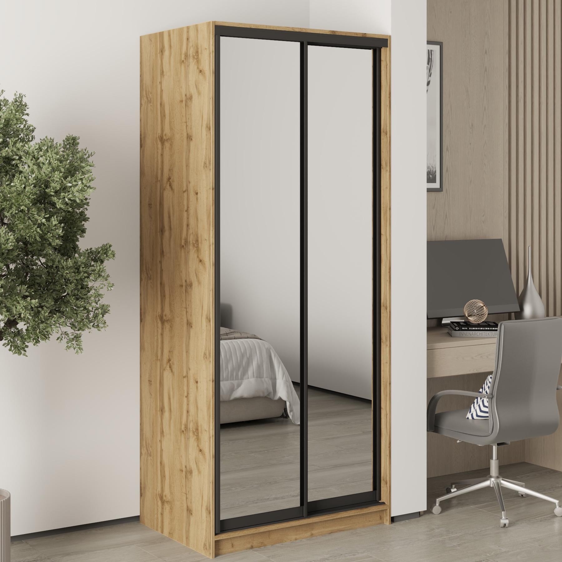 Шкаф-купе двухдверный MebelStar Стандарт BG 2 зеркала 90x60x210 см Дуб тахо (MBS-11289) Шкаф-купе двухдверный MebelStar Стандарт BG 2 зеркала 90x60x210 см Дуб тахо (MBS-11289)