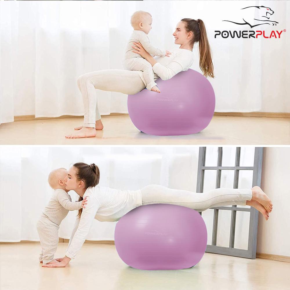 М'яч для фітнесу PowerPlay 4001 Gymball з насосом Ø 65 см Ліловий - фото 7