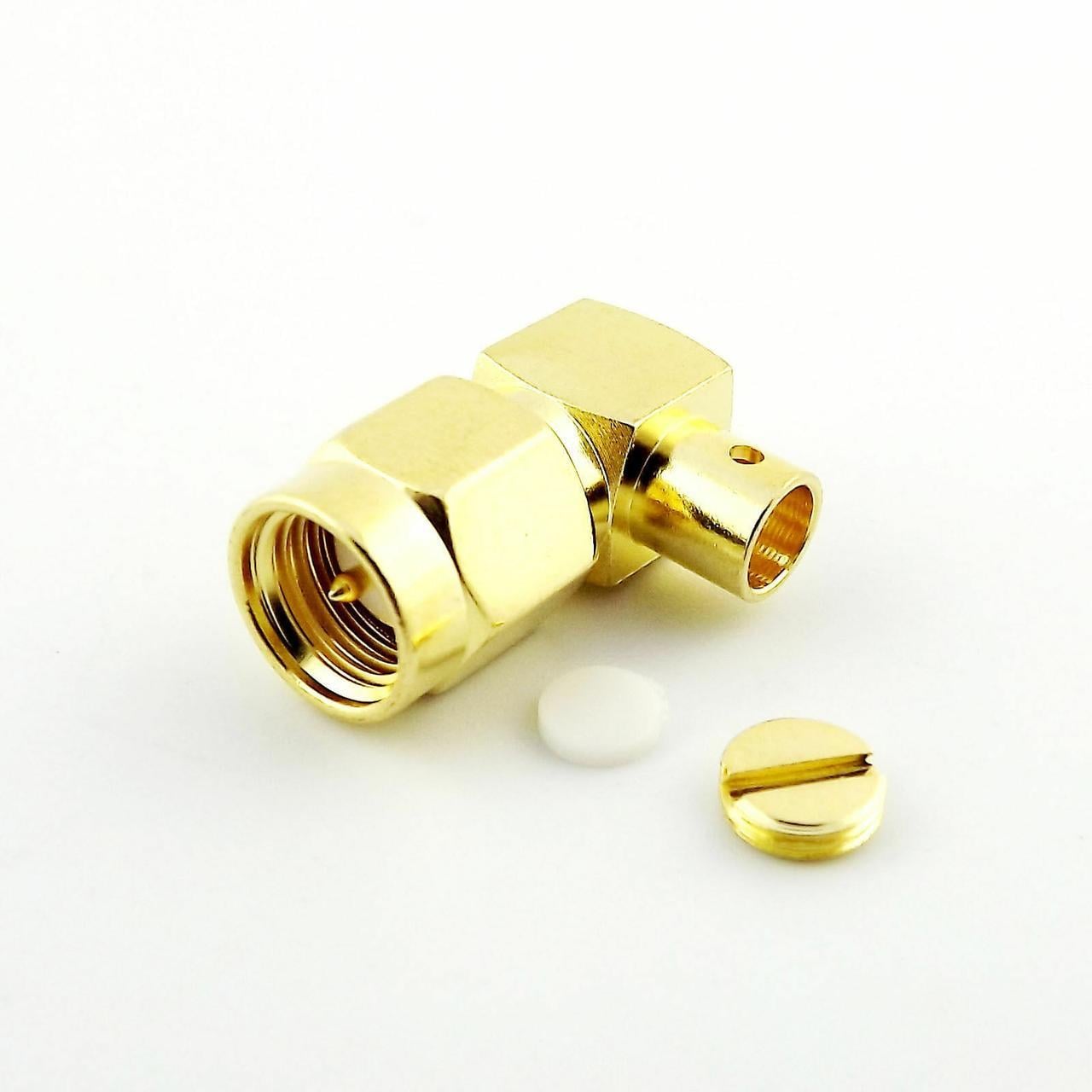 Коннектор для коаксиального кабеля SMA-Male to RG402 угловой под пайку (00-00029691)