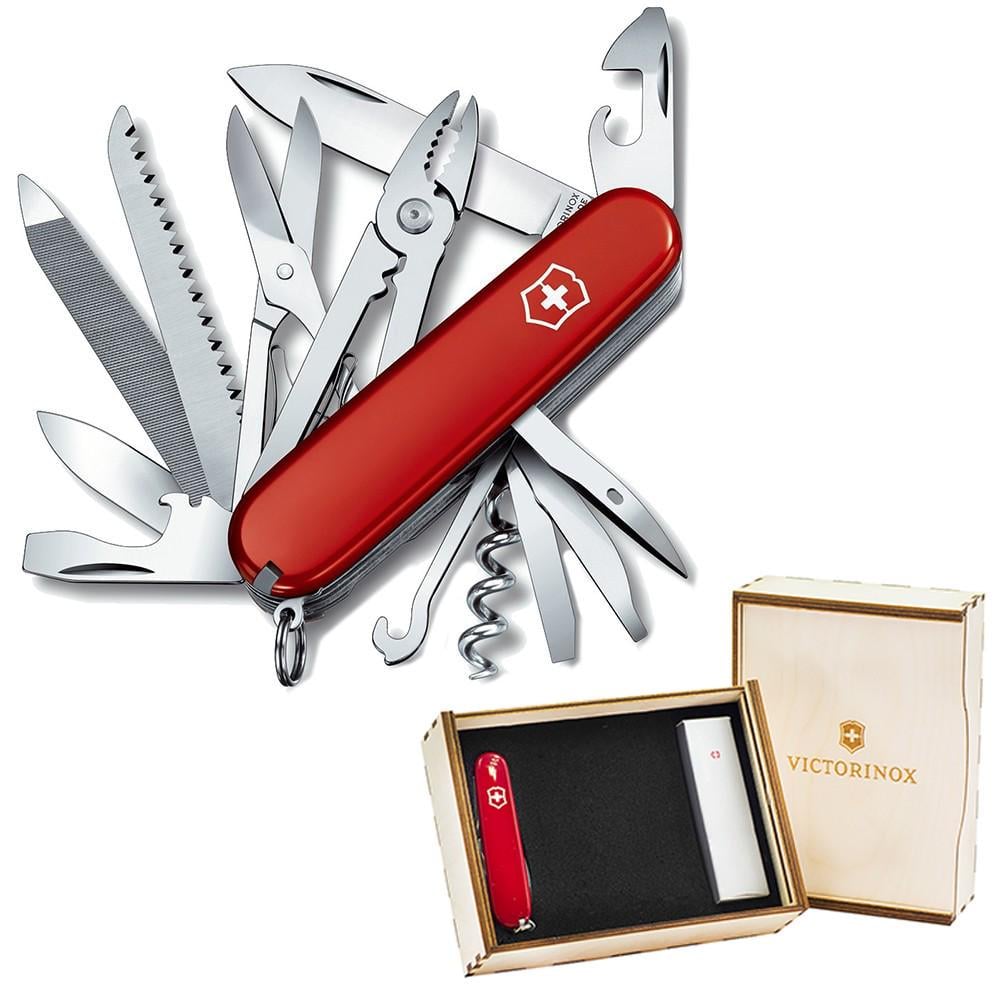 Комплект Victorinox нож швейцарский Handyman Red 1.3773 и подарочная коробка для ножа 91 мм (vix-2)
