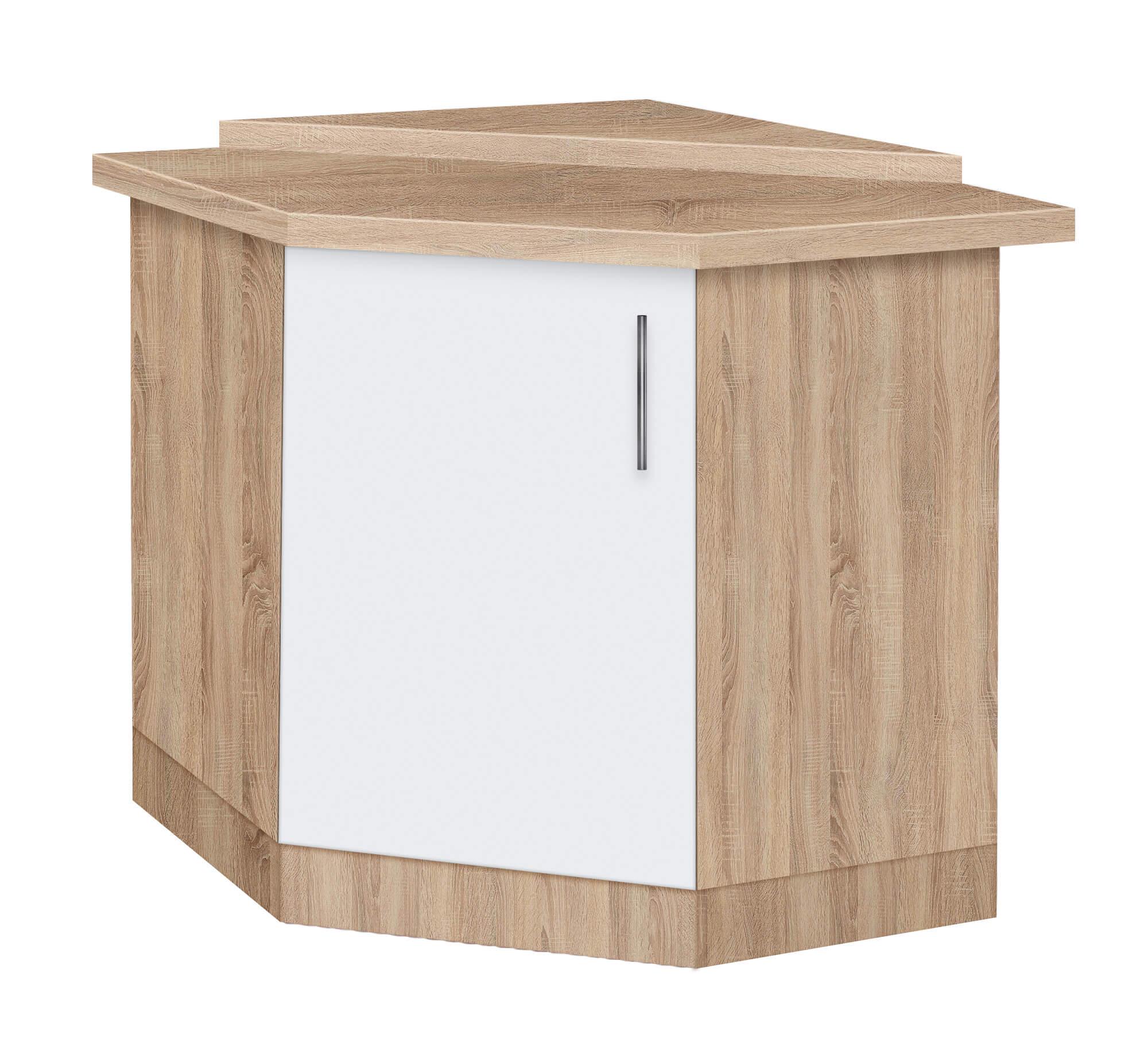 Тумба кутова кухонна МАКСІ-МЕблі №1 зі стільницею 1-ї категорії (складська програма) Дуб сонома/Білий гладкий (72135)