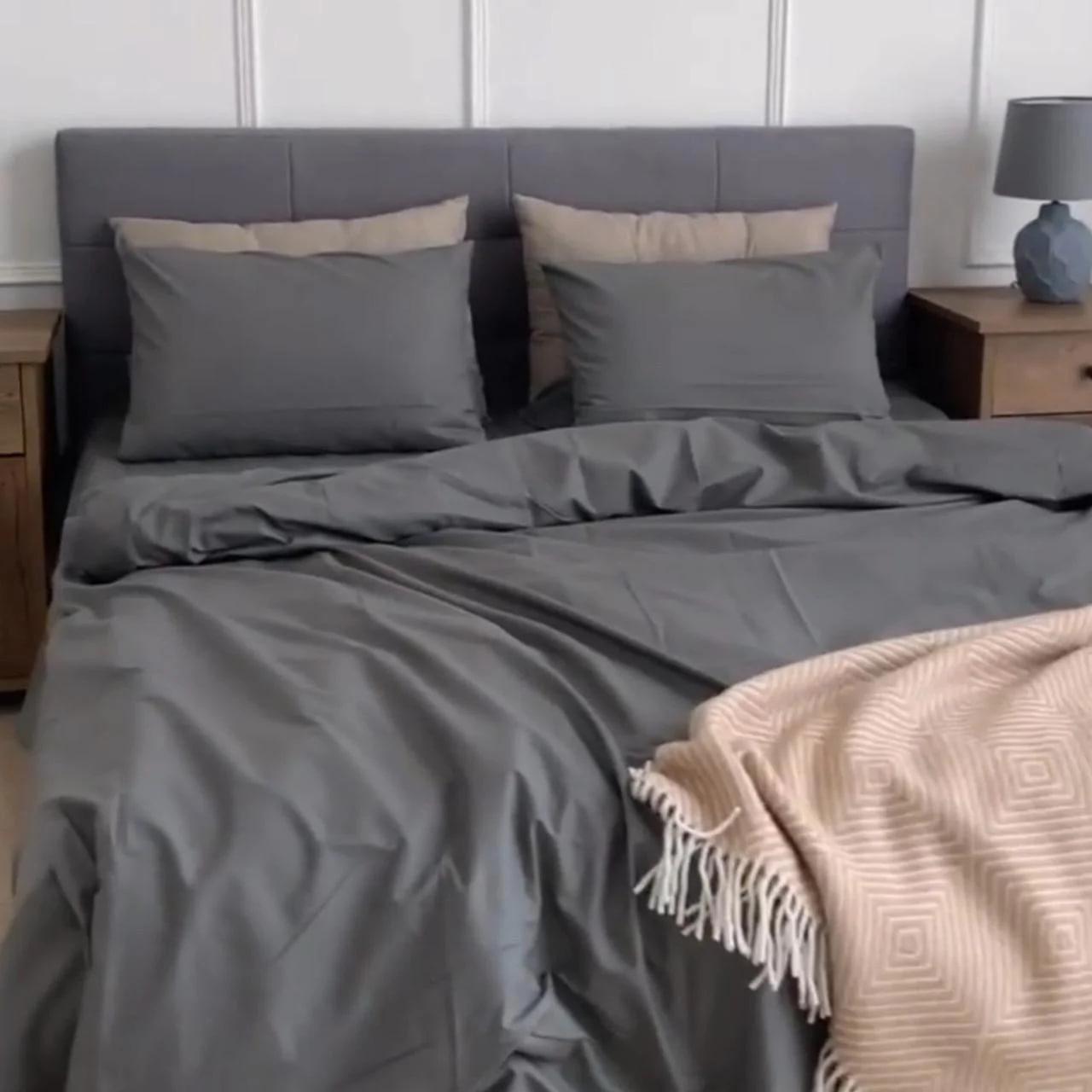 Пододеяльник двуспальный поплин Lux 180х215 см Темно-серый (2218573872)