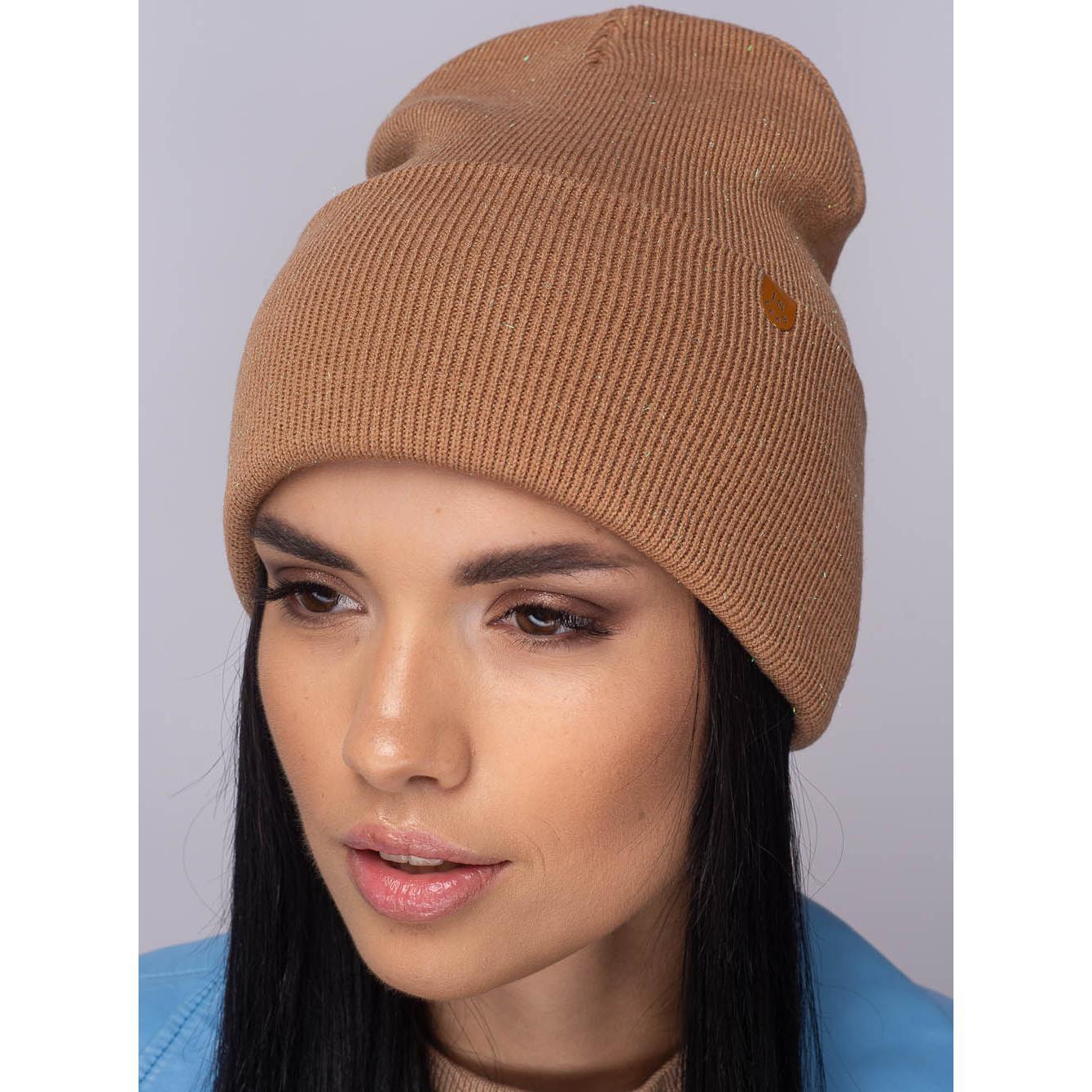 Шапка женская двойная шерстяная Leks Пассаж one size Ореховый