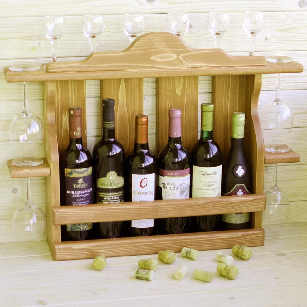 Полка для вина настенная из дерева Ивакура Сиена (ПНК-008705)