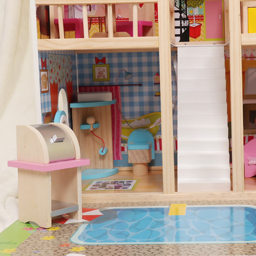 Кукольный домик деревянный SummerVilla с мебелью и бассейном (2796181770) - фото 3 Кукольный домик деревянный SummerVilla с мебелью и бассейном (2796181770) - фото 3