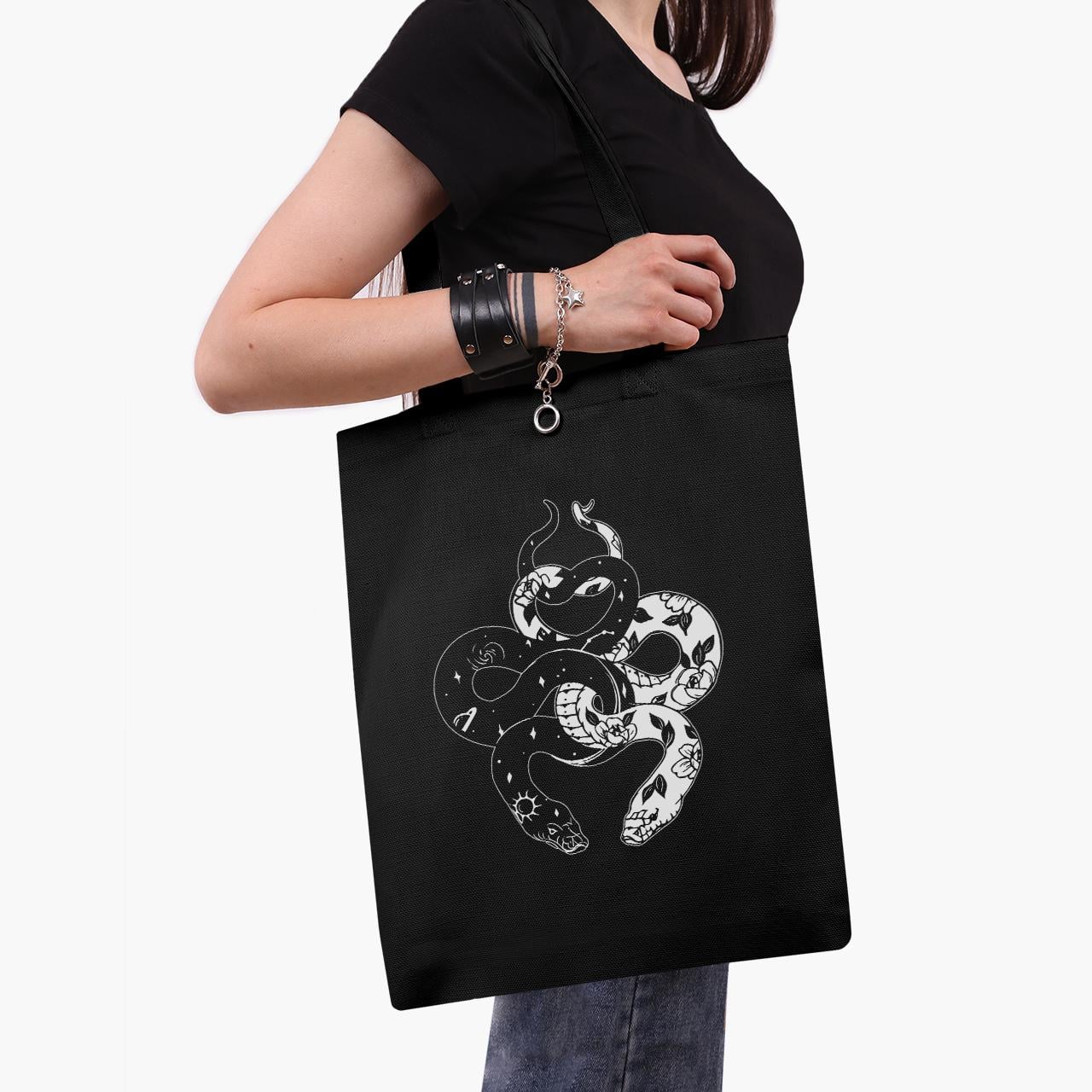 Эко сумка шоппер Yin Yang Snake 41x35 см Черный (9227-2850-BK)