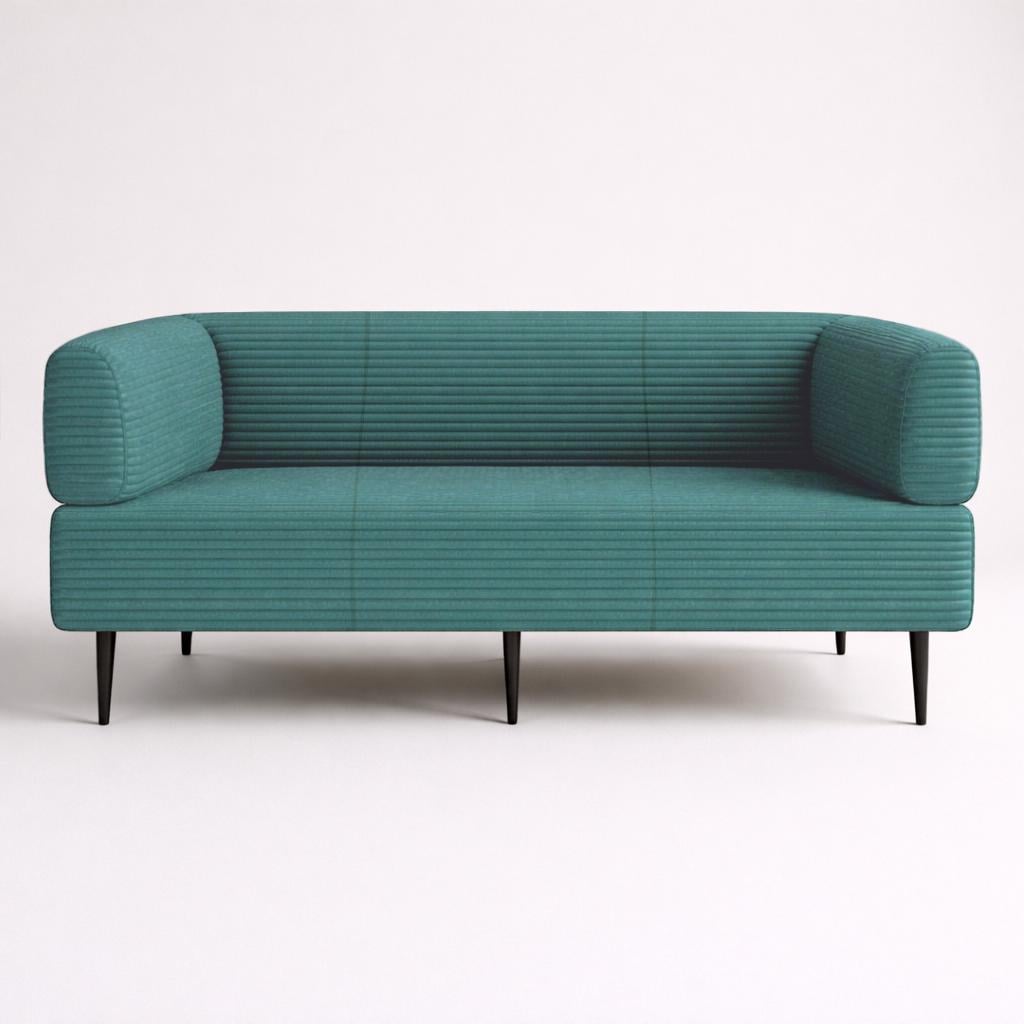 Диван офисный Tobi Sho Бенно-1 с подлокотниками 1800х720х750 мм велюр/вельвет Lotus 85/Blue (fhf45d14)