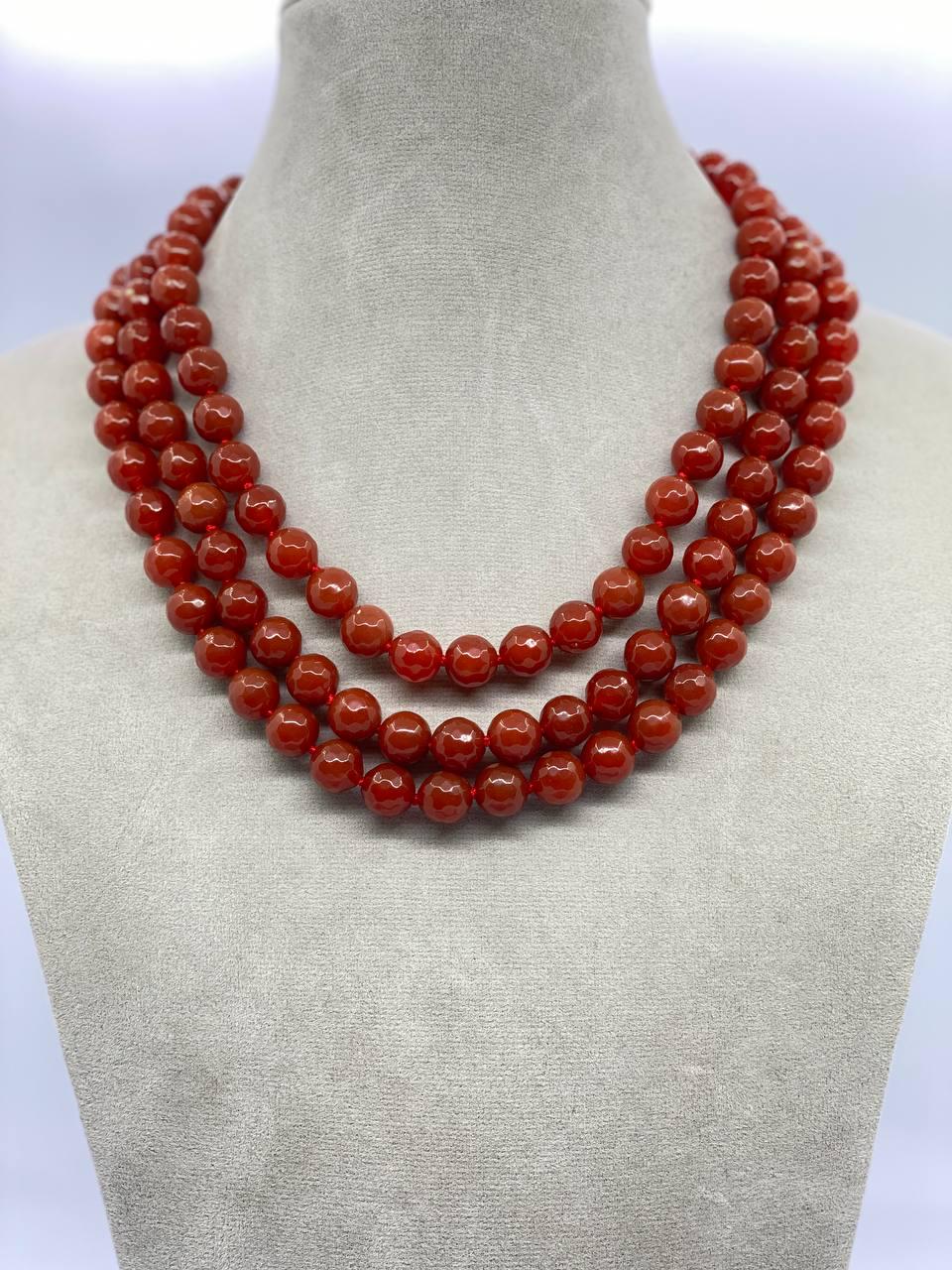 Колье сердолик 46 см Коричневый (672)