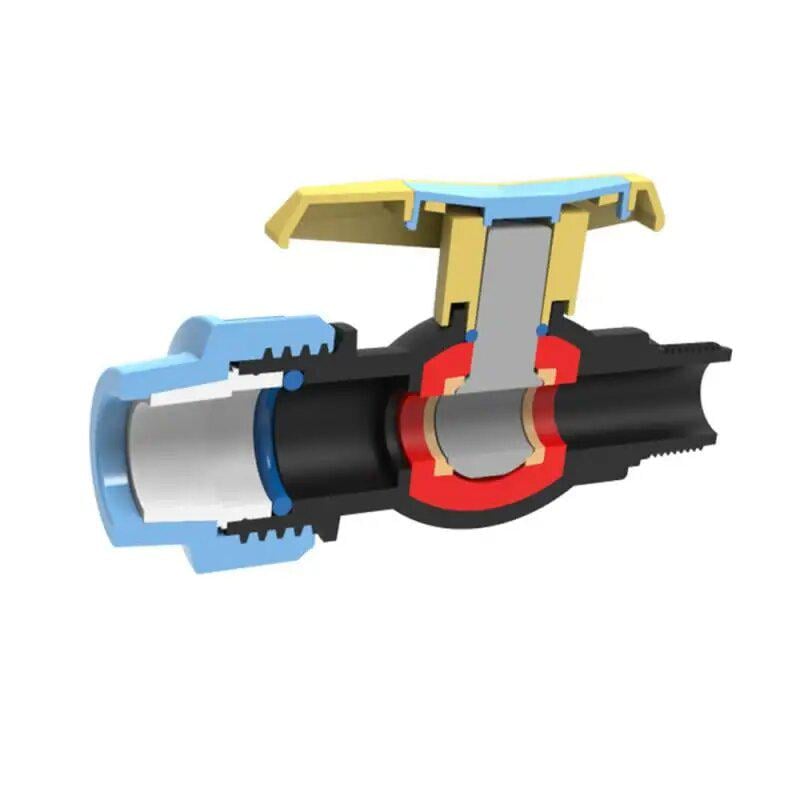 Кран шаровый SantehPlast ПЕ зажим c наружной резьбой 20х1/2" (PP) - фото 2 Кран шаровый SantehPlast ПЕ зажим c наружной резьбой 20х1/2" (PP) - фото 2