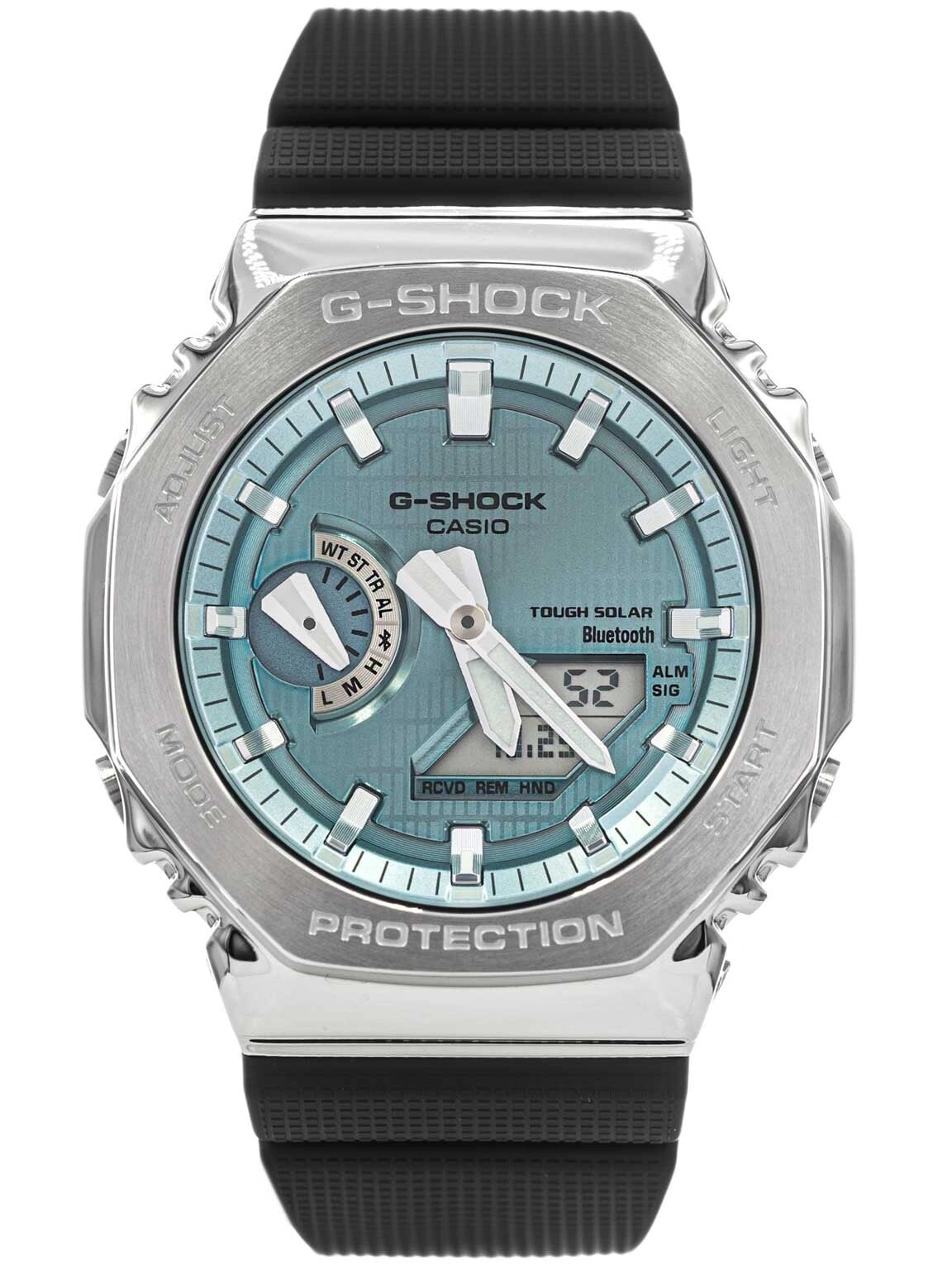 Часы мужские Casio GBM-2100A-1A2 Bluetooth голубой циферблат