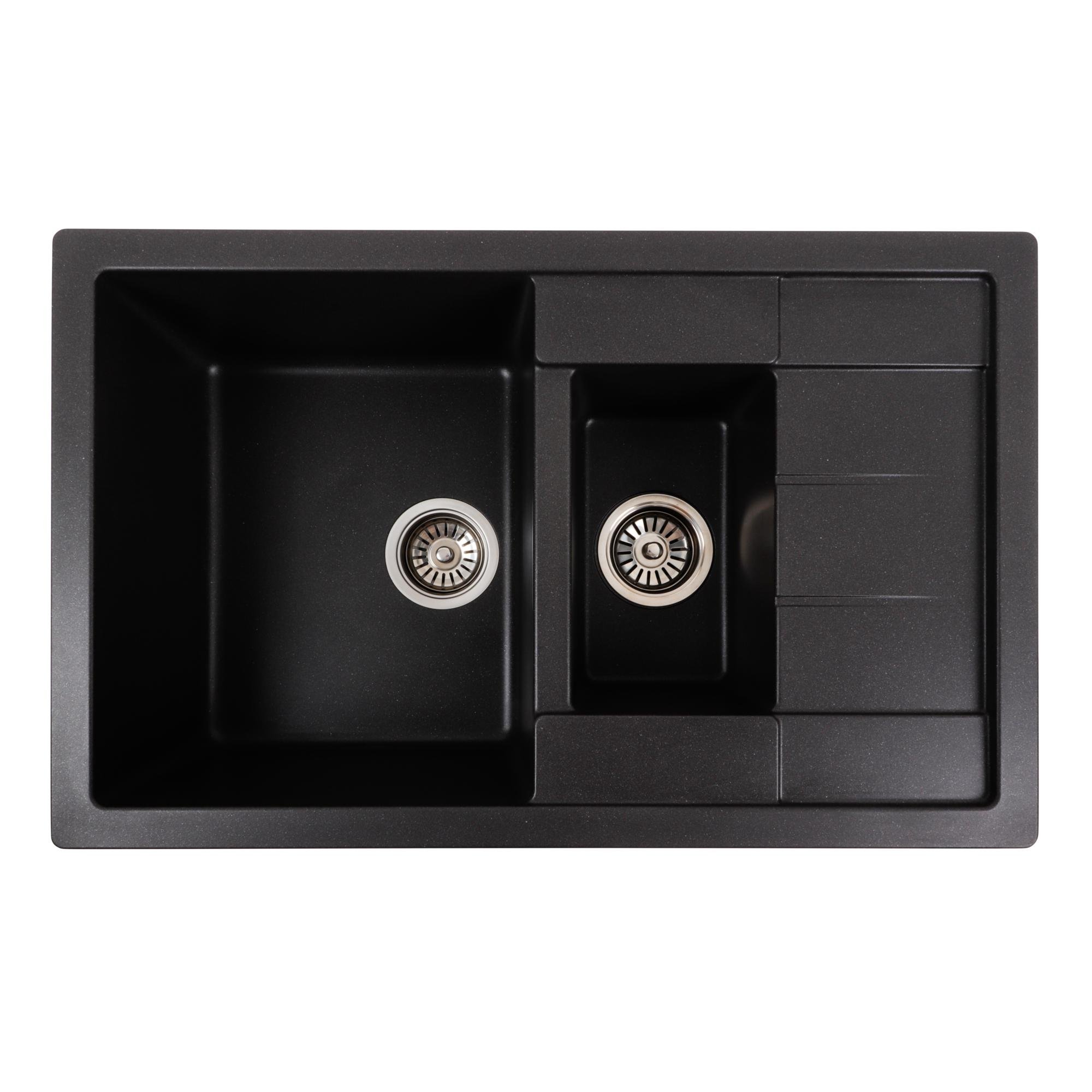 Мойка кухонная Platinum PLS-A40860 гранитная чаша прямоугольная 780x500 мм Черный (25970431)